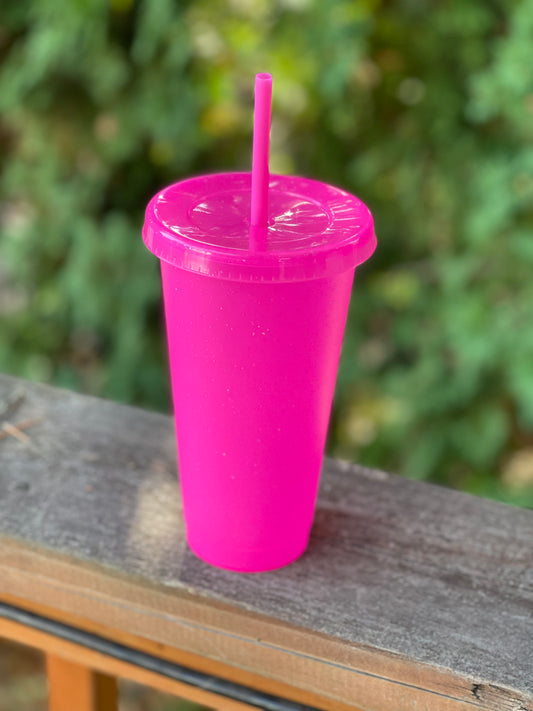 24oz Pink Sparkle Plastic Cup (wrap only)
