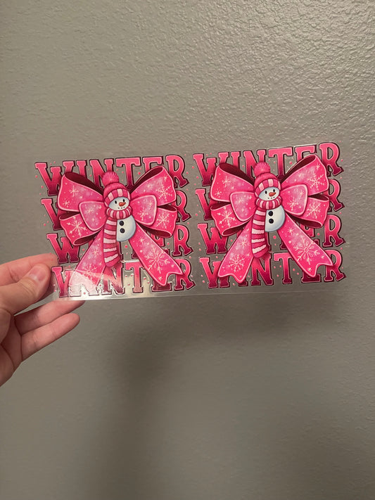 Winter Pink Snowman Bows
