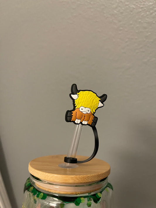 Highland Cow Straw Topper